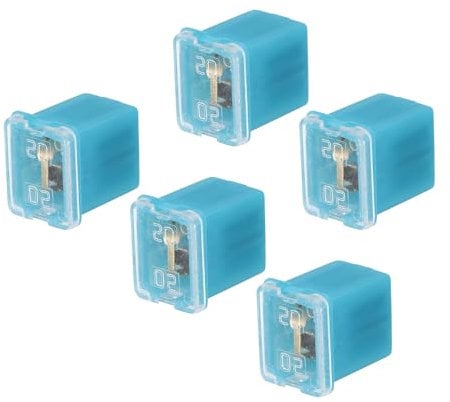 sourcing map Automotive Cartridge Fuse 48V 20A Female Terminal J Case Box Low Profile for Car Truck Blue 5pcs