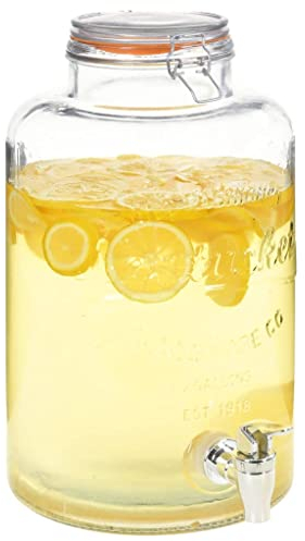 LARRYHOT Dispensador de agua XXL con grifo transparente 8 L de cristal, dispensador de bebidas, 50829