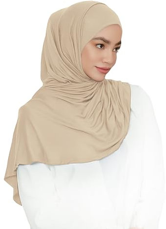 Lina & Lily Damen Instant Hijab Kopftuch Ready-To-Wear Modal Jersey (Beige)