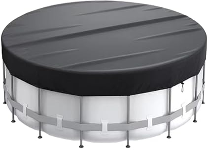 PEESHON Round Pool Cover,6ft 8ft 10ft 12ft 15ft,Swimming Pool Cover,Waterproof and Dustproof Pool Cover with Drawstring Design Increase Stability(Black 6ft)