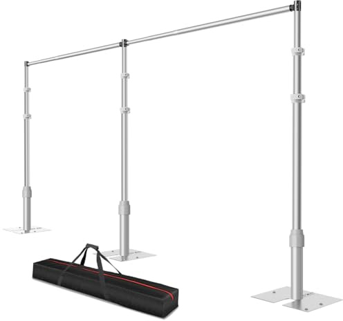 Qoolfoto Pipe and Drape Backdrop Stand, 20x10ft Heavy Duty Adjustable Background Frame with Metal Base, Back Drop Holder for Parties Photography Wedding Photoshoot Decoration