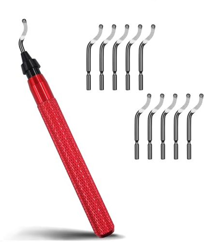 Heeieuk Entgratwerkzeugset mit 11 Hochgeschwindigkeitsstahlgratentfernungs-Ersatzklingen BS1010 for 3D gedruckte Kanten, Die Kunststoffe, Das Holz, Das Harz, Metall,PVC Die Kanten