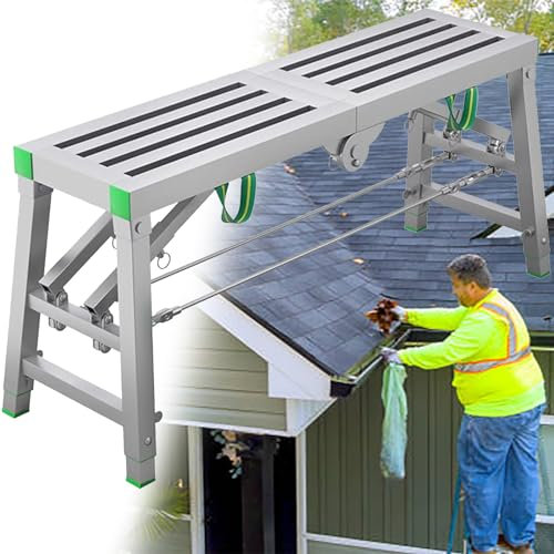 Equipo de Andamio,Plataforma de Trabajo de Andamio con Altura Ajustable,Banco de Trabajo Inoxidable,Soporte de Metal para lavado de Autos,limpieza,Pintura,Recorte,limpieza de Jardín,78in(200cm)