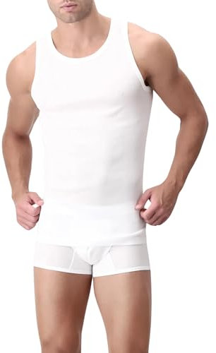 PEROFIL 3 Pezzi Canotta Spalla Larga 100% Filo Scozia, Bianco 6