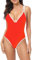 Bauchweg Tanga Damen Meerjungfrauenflosse Damen Sexy Solid Badeanzug Schlankheits High Cut Badeanzug Gerippte Bikini Bademode Badeanzug Damen Badeanzug Shape Badeoberteil (Orange, M)
