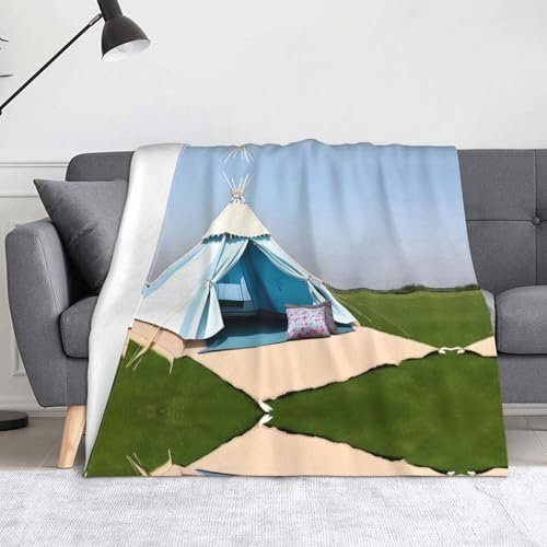 YYHWHJDE Deckenbezug, 152,4 x 127 cm, geeignet für Sofa, Bett, Schlafzimmer, Reisen, Camping, Feder-Kopfband, Tipi-Zeltmuster