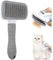Dog Brush Cat Brush Grooming Comb With One Touch Self Cleaning Cat Dog Slicker Brushes - Pet Grooming Brushes -Dog Cat Shedding Brushes - Great for Dogs and Cats Massage Clean Button (GREY)