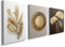 3 Pcs Wooden Framed Canvas Wall Art Caramel Gold Leaves Canvas Prints Painting Picture for Living Room Bedroom Hallway Stairs Wall Decor 90x40cm (12x16x3pcs), YH1401