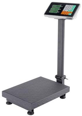 Karlhome Commercial Digital Electronic Computing Platform Scale, 100KG Heavy Duty Folding Postal Scales with LCD Display, Digital Industrial Scale for Commercial Parcel Weighing, Black