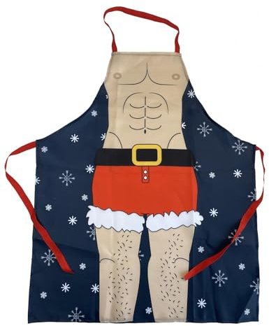 SHATCHI Kitchen Apron 70x85cm Christmas Theme Sexy Funny Novelty Cooking BBQ Grilling Baking Party Muscle Man Apron For Men Gift