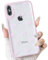 NITITOP Compatible with iPhone X/XS Case Cute Clear Pink Durable Ribbon Bowknot Pattern for Girls Women Soft TPU Transparent Full Camera Lens Shockproof Protective Phone Cover - Pink