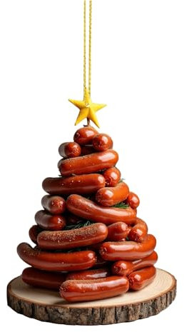 Weihnachtsbaum Wurst Anhänger, 2D Würstchen Weihnachtsanhänger Deko, Acryl Anhänger Weihnachten, Weihnachtsbaumschmuck für Weihnachtsfeier, Christbaumschmuck