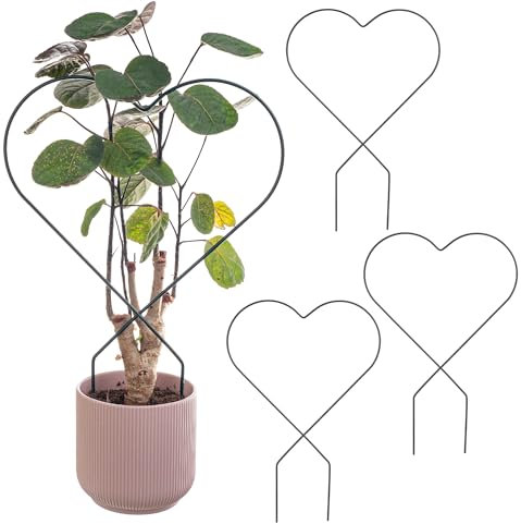 KADAX Rankhilfe aus Metall, 3 Stück, Rankgitter für Zimmerpflanzen und Topfpflanzen, Pflanzenstütze in Herzform, Kletterhilfe für Pflanzen (Modell 2)