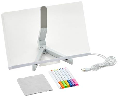 kesurpae Panneau d'affichage Lumineux en Acrylique, Affichage Clair avec Support réglable, Panneau d'affichage Lumineux en Acrylique, Planche à Dessin LED, 15 * 15 cm