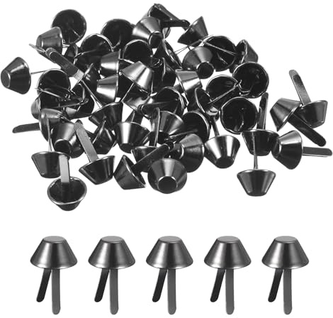 QUARKZMAN 50 Stück Taschenfüße Stud Spike Nieten für Leder, 12mm Bodennägel für Taschen Taschenkegelstollen Flache Metallspitzen Nietköpfe Ledernieten für Kleidung, Metallic Schwarz