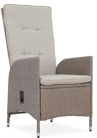 Riess Ambiente Outdoor Gartenstuhl Sylt - Natur beige - Polyrattan - Hochlehner mit Armlehne verstellbar wetterfest