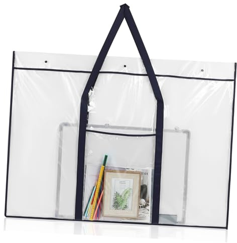 DIYEAH Große Poster Zeichenplatten-Tasche Aus Robustem PVC Mit Sicherem Verschluss Und Langem Tragegriff Geräumige Kunst-Portfolio-Tasche Für Faltfreie Aufbewahrung Und Einfachen Transpor