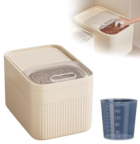 Récipient hermétique de stockage d'aliments pour animaux domestiques, jusqu'à 13,6 kg, pour chien, chat et autres aliments pour animaux de compagnie avec tasse à mesurer, seau de rangement (Avectasse)
