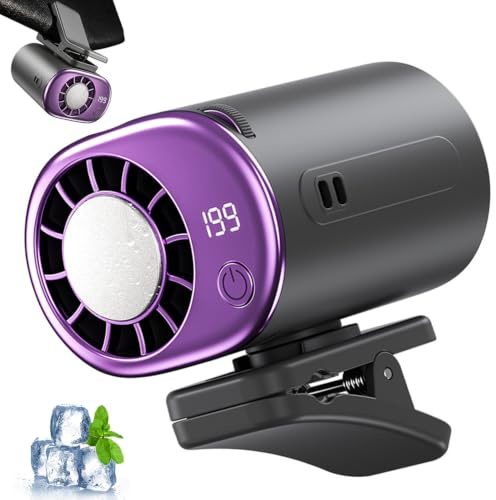 XUDUOO Ventilatore per condizionatore d'aria da auto con display a LED, mini ventola di raffreddamento portatile, rotazione a 360° e 199 velocità regolabili, ventola di raffreddamento ricaricabile