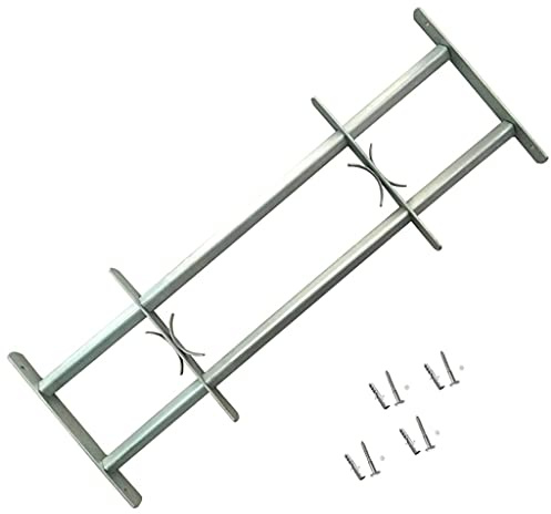 Générique Grille réglable de sécurité de fenêtres et 2 Barres 700-1050 mm, Quincaillerie, Matériaux de Construction, Fenêtres, Argent, (Poids 3.75KG)