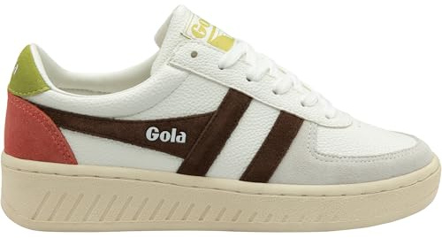 Gola Women's Grandslam Trident Sneaker, White/Dark Brown/Moss, 5.5 UK