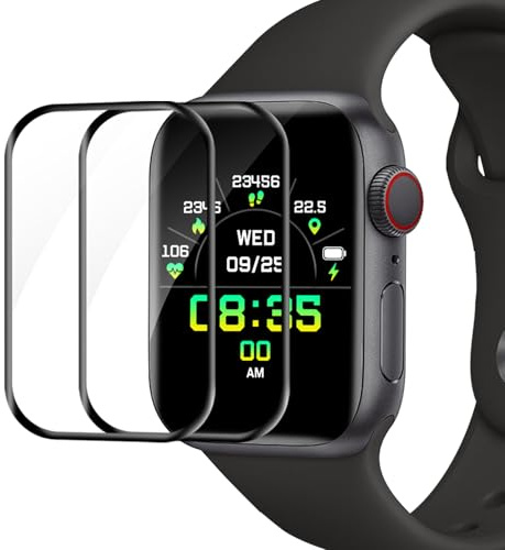Cable Leader 2 Stück Schutzfolie für Panzerglas für Apple Watch Series 7/8/9 41mm, HD Bläschenfrei Anti-Kratzer Anti-Öl Apple Watch 41mm Displayschutz, 3D Vollbildschirm iWatch 8 41mm Schutzglas