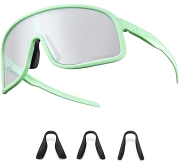 ROCKBROS Selbsttönend Fahrradbrille, Photochrome UV400 Sonnenbrille Sportbrille, Ultraleichter TR90 Rahmen Laufbrille, Austauschbare Nasenpads Cycling Glasses für Damen Radfahren MTB Laufen