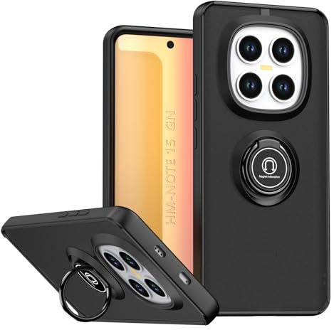 XINYEXIN Hülle fürXiaomi Redmi Note 15 Pro Plus 5G /15 Pro+ 5G / Poco M8 Pro 5G mit Ring Stnad Stoßfest Handyhülle Anti-Scratch Durchscheinend Matt PC Back + Soft TPU Bumper Case Cover - Schwarz