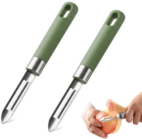 Kemay 2 Pcs Vegetable Peeler Set, 420J2 Stainless Steel for Potato Apple | Non‑Slip Multifunctional Peeler, Green & Black, Ambidextrous, Dishwasher‑Safe for Carrot Cucumber Home & Outdoor Cooking