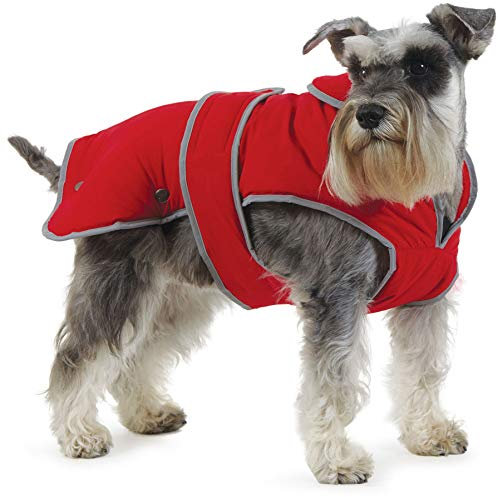 Ancol Muddy Paws All Weather Stormguard Dog Puppy Coat Poppy Red - Waterproof Pet Jacket - Fleece Lining and Chest Protector - Elasticated Neck & Leg Straps - 70 cm Length up to 98 cm Girth - XXL