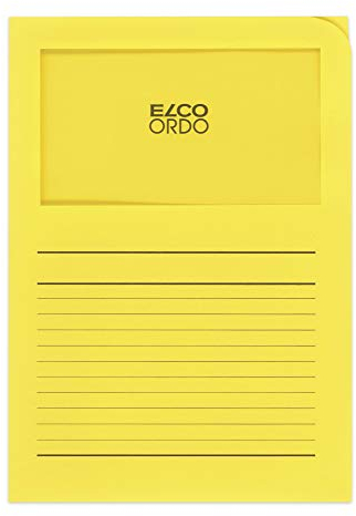Elco 73695.72 Ordo classico Verpackung mit 10 Dokumentenhülle aus Papier mit Linienaufdruck, 220x310, 120g, intensivgelb, Fenster: ja
