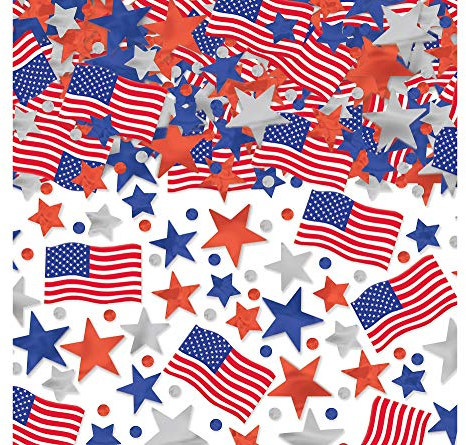 Amscan 369170 Patriotic Mega Value Confetti Mix Konfetti, Mehrere Materialien, Mehrfarbig