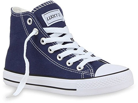 stiefelparadies Damen High Top Sneakers Sportschuhe Kult Schnürer 26853 Dunkelblau Ambler 36 Flandell