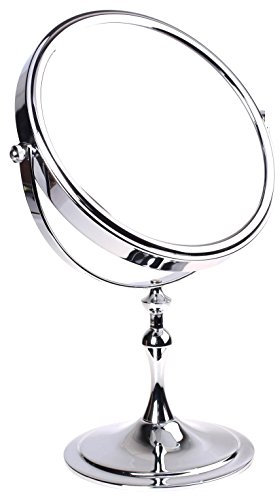 HIMRY Miroir sur Pied 5 Grossissement, 8 inch, Miroir Cosmétique Double Face pour Maquillage, Rasage, 20 cm Miroir de Table Miroir Grossissant, Chromé, KXD3105-5x