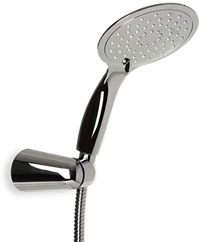 TATAY Kit Doccia 3 funzioni, Design Piatto, Cromato Lucido, Include Supporto e Flessibile Doccia in Metallo con Doppia aggraffatura da 1,5 m.