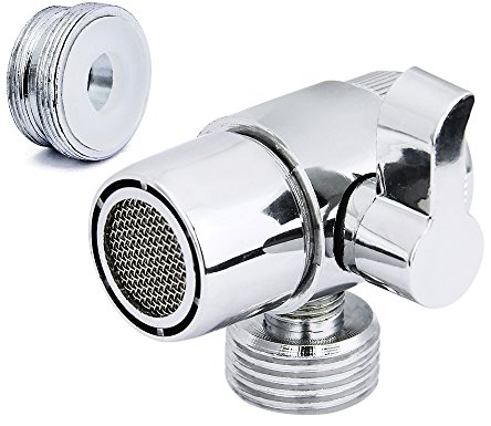 Jtdeal Deviatore di qualità (M22 x M24), in lega, per doccia, lavandino della cucina o del bagno, singolo, monocomando, cromato, lucido