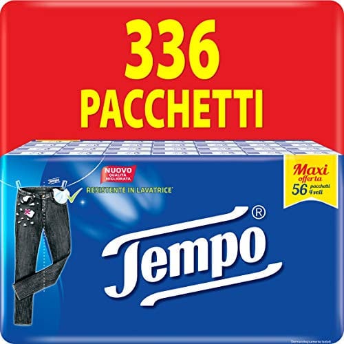 Tempo Fazzoletti Tascabili Classic - 4 veli - 336 pacchetti da 9 fazzoletti