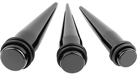 Piercingfaktor Piercing Ohrpiercing Dehnungsstab Dehnstab Taper Expander Ohr Stab 3er Set Schwarz 14mm 19mm