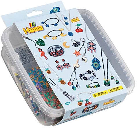 Hama Perlen 5403 Set Kreativbox mit ca. 10.500 bunten Mini Bügelperlen mit Durchmesser 2,5 mm, Motivvorlage und 2 Stiftplatten, inkl. Bügelpapier, kreativer Bastelspaß für Groß und Klein