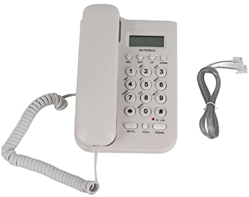 ASHATA Schnurgebundes Telefon/Schnurtelefon, LCD Display Home Wired Desktop Telefon Festnetztelefon,FSK/DTMF Einfaches Telefon Freisprechen Analog Telefon für Hause Büro Hotel usw.(Weiß)