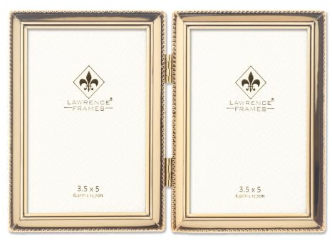 Lawrence Frames Klassische Perlen Bilderrahmen, Metall, Gold, 3.5x5 Double, 2