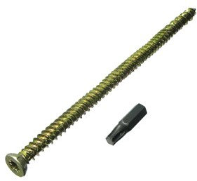 Beton-Rahmenschrauben 7,5 x 62 mm + Kappen + Gratis Torx-Bit, 400 Stück