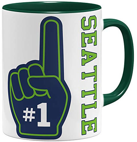 OM3 Number One #1 Seattle - Tasse | Keramik Becher | 11oz 325ml | Beidseitig Bedruckt | Grün
