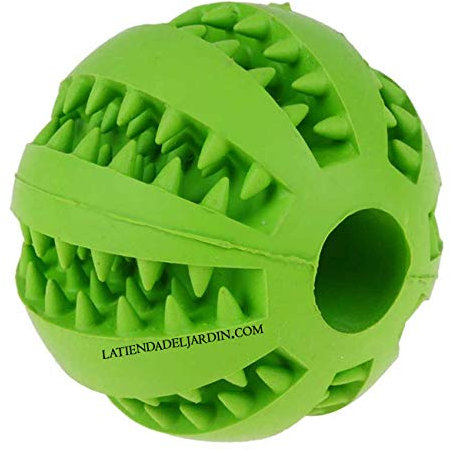 Suinga Lustiger grüner Hundeball, Größe Ø 7,5 cm, interaktiver Ball, mit dem Ihr Hund versucht, die Leckerlis zu entnehmen, um Stunden zu genießen.