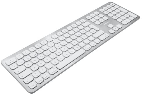 Macally BTWKEYMB-DE, erweiterte Quick-Switch Bluetooth Funk-Tastatur für Mac, PC, iOS und Android, Ziffernblock, deutsches QWERTZ Layout mit Umlauten, Alu-Design