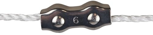 Electric Fencing Poly Rope Connector Clamp, Ropes & Poly Wire Ø 8mm, Heavy Duty Stainless-Steel Clamp, Secure & Efficient Connections - Pack of 5