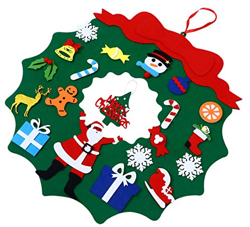1 Girlande Aus Filz Weihnachts-Veranda-Schild Modischer Kranz Weihnachtliche Wanddekoration Selber Machen Festkranz DIY Prop Türdekoration Künstlich Ornament Gefühlt Kind