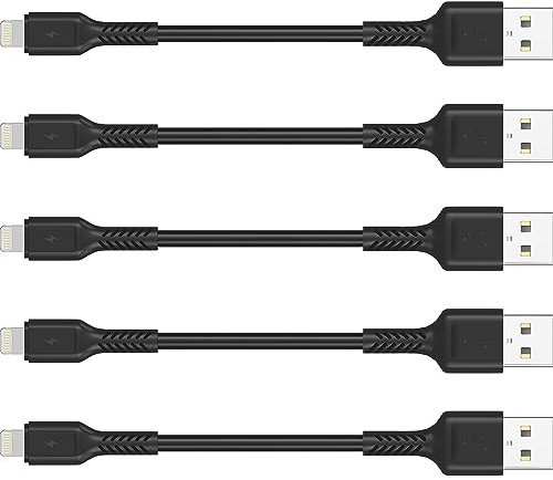 10cm iPhone Charge Cable Short, 5 Pack USB A to Lightning Cord for Fast Charging Stations Compatible with Apple iPhone 12 11 Pro Max Xs 8 7 6 5 Plus, iPad Air/Mini