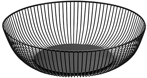 CHJIEJIE XIALINBUY Obstschalen Metalldraht Schwarz 27.5x9 cm Obstschale Schwarz Obstkorb aus Metall Abgerundetes-Design Durchbrochener Aufbewahrung für Gemüse Obst Brot