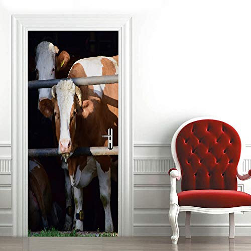 Türaufkleber Tier Kuh Türtapete Wandbild Türfolie TürPoster Fototapete 90 x 200 cm